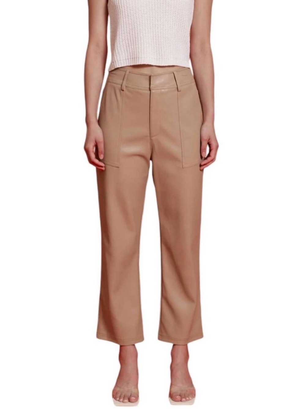 NEW Lucy Paris “Jennifer” Vegan Leather Pant in Tan Size Small